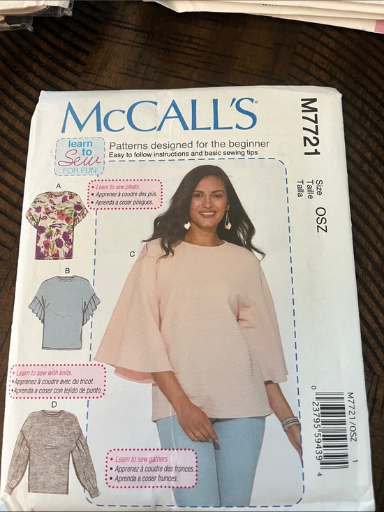 McCall's Tops - McCALL'S Women's Light Pink Bell Sleeve Blouse Sewing Pattern